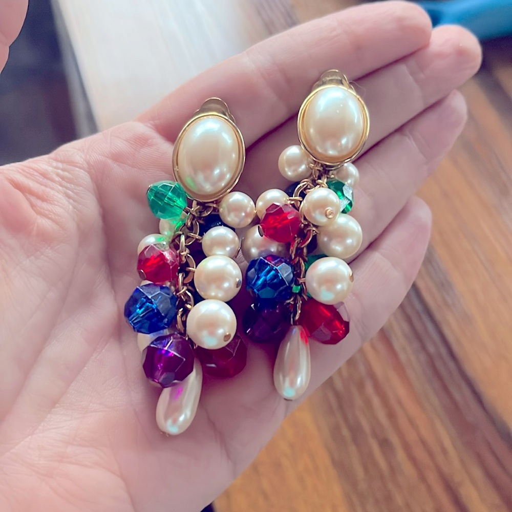 Vintage Faux Pearl Clip On Earrings